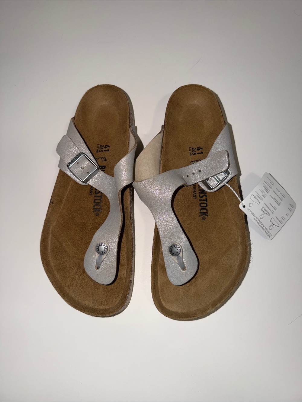 Birkenstock Gizeh Sparkle Silver Thong Sandals - Women